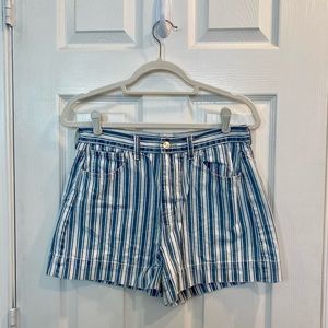 american eagle striped high waisted mom jean shorts